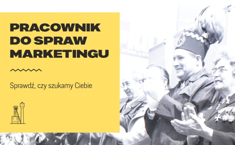 Grafika rekrutacyjna z napisem Specjalista do spraw marketingu – sprawdź, czy szukamy Ciebie